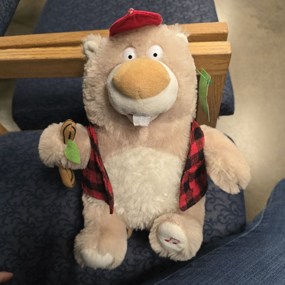 Cuddle Barn Singing Dancing Beaver Sings Animated Red Plaid